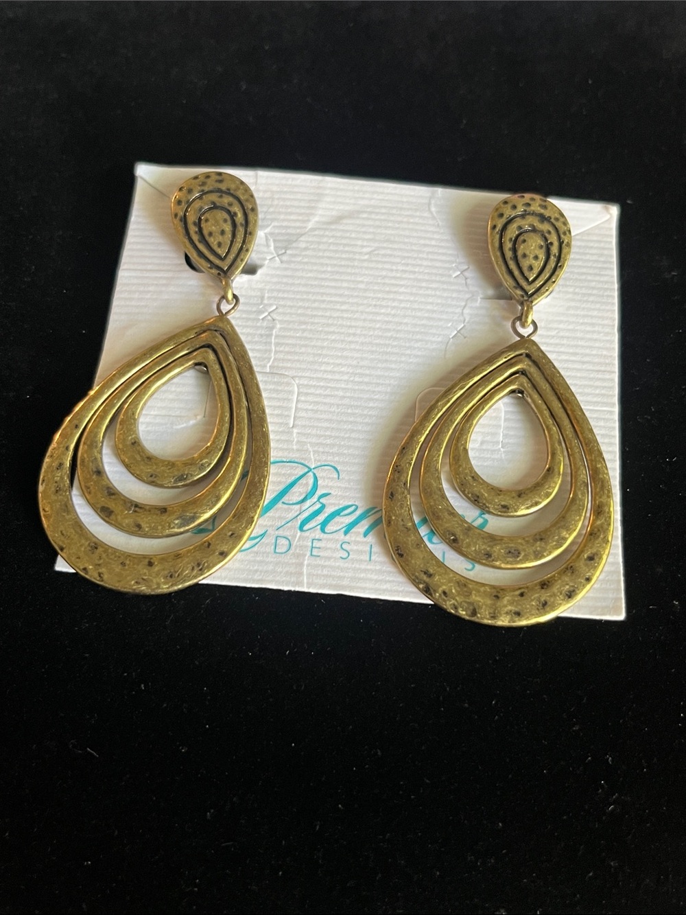 Premier Designs Gold-Tone Layered Teardrop Dangle Earrings